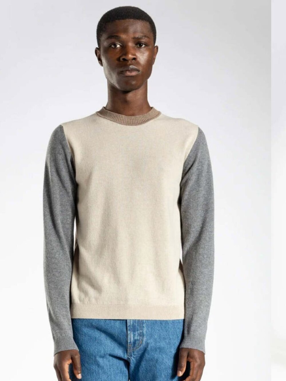 NORSE PROJECTS SIGFRED COLOUR BLOCK UTILITY KHAKI Long Sleeve Sweater Men's M